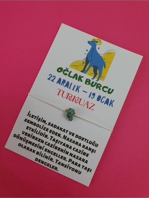 Oğlak Burcu Turkuaz Doğal Taşlı İp Burç Bilekliği