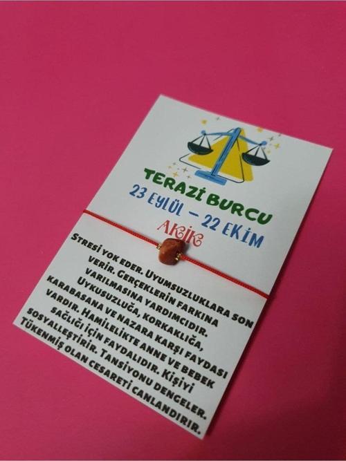Terazi Burcu Akik Doğal Taşlı İp Burç Bilekliği