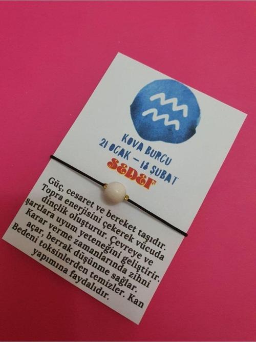 Kova Burcu Sedef Doğal Taş İp Burç Bilekliği