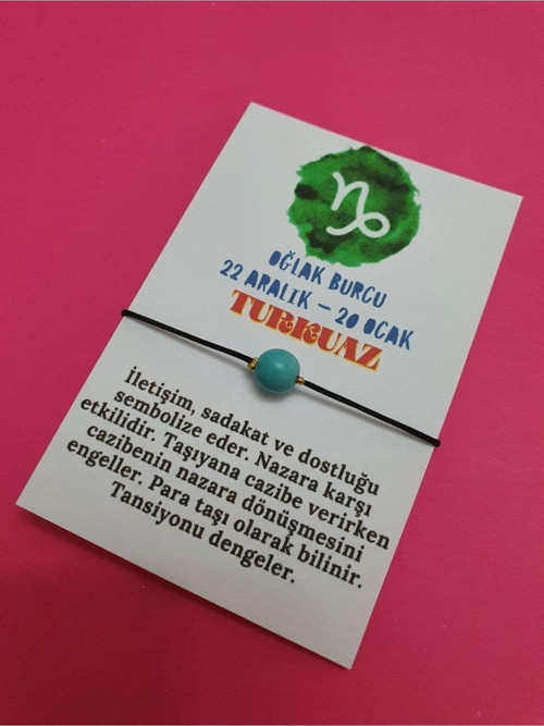 Oğlak Burcu Turkuaz Doğal Taş İp Burç Bilekliği
