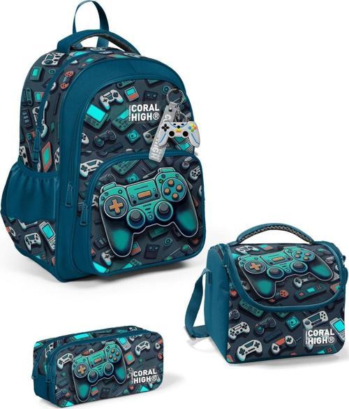 Kids Nefti Gamer Desenli 3’lü Okul Çanta Seti SET0114423