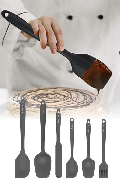 6lı Takım Yanmaz Yapışmaz Mutfak Pasta Slikon Yumurta Fırçası Kaşık Bıçak Spatula Seti
