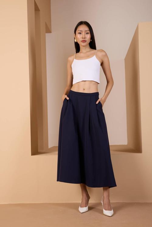Lacivert Salaş Kesim Dokuma Etek