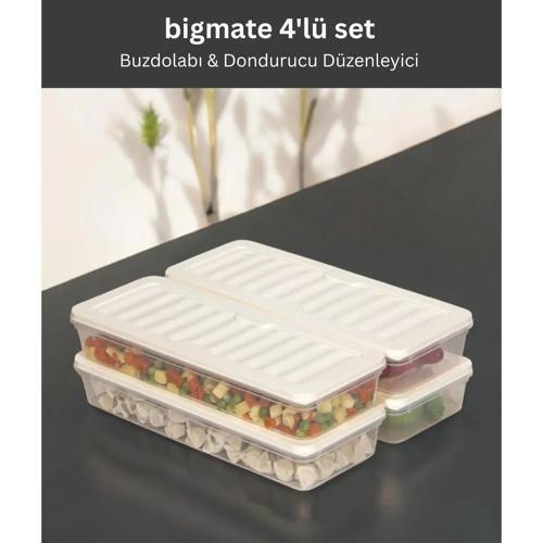 BGMT1515 4'lü Şeffaf Saklama Kabı 4x1 Lt Mikrodalga Buzdolabı ve Dondurucu Uyumlu Düzenleyici
