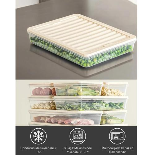 BGMT2525 4'lü Şeffaf Saklama Kabı 4x2,5 Lt Mikrodalga Buzdolabı ve Dondurucu Uyumlu Düzenleyici