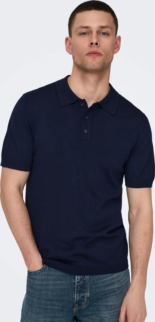 Erkek Regular Fit Polo Yaka Lacivert Triko T-Shirt - 22022219