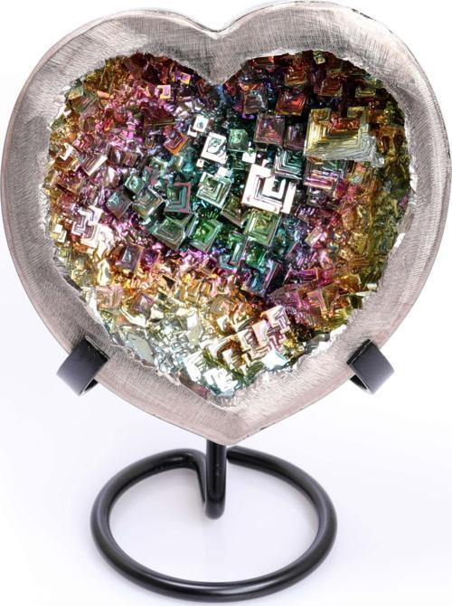 Bizmut Kalp Şeklinde Dekoratif Kase - 10x10 cm, Metal Ayaklı