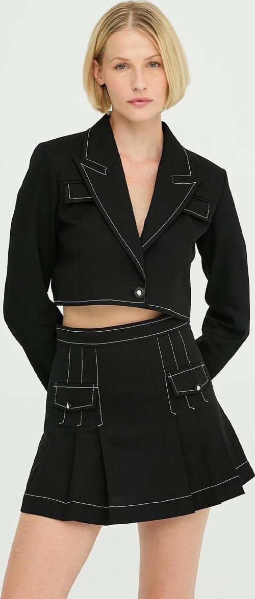 Gabardin Dikiş Detaylı Pileli Mini Etek Siyah