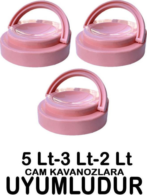 Plastik 3lü Kulplu Kavanoz Kapağı 100mm Pembe (5Lt-3Lt-2Lt)