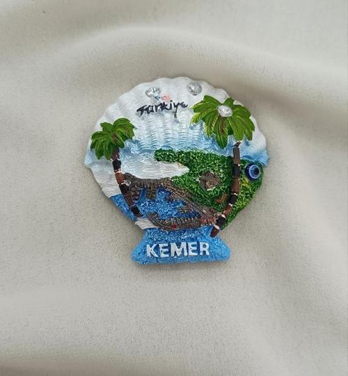 Magnet Midye Taşlı Mıknatıslı Buzdolabı Süsü Nazar Göz Boncukllu Palmiye Agacı Türkiye Kemer Yazılı                     