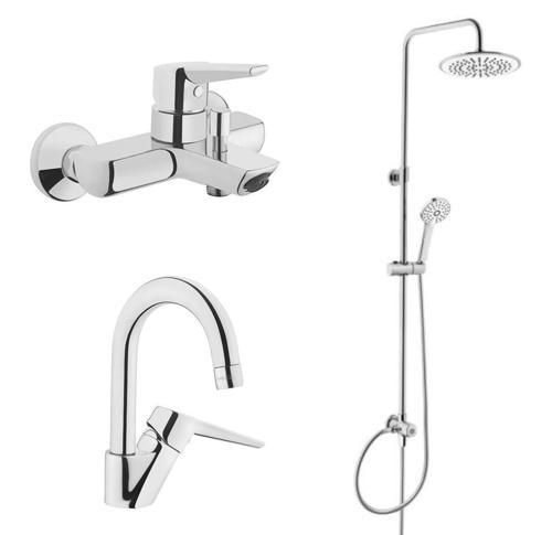 Solid S Banyo Bataryası + Kuğu Lavabo Bataryası + 3C Duş Sistemi