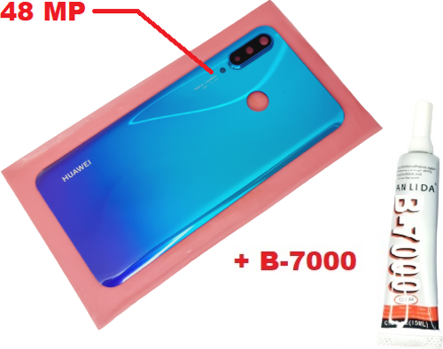 Huawei P30 Lite Arka Pil Batarya Kapağı (Kamera Lensli 48 MP CAM+B-7000) MAVİ