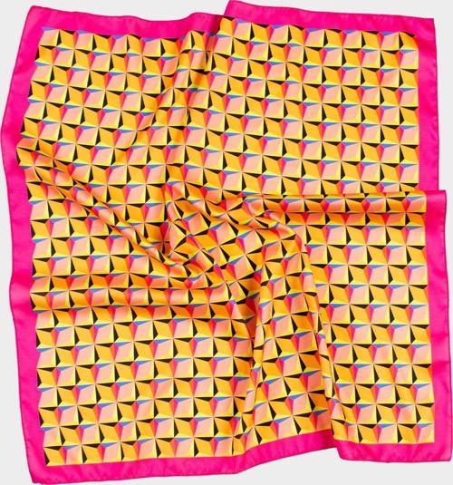 Fuşya Geometrik Desen Bandana-Fular