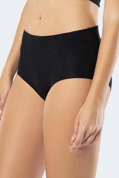 Kadın Lazer Kesim Silikonlu Yüksek Bel Slip Siyah
