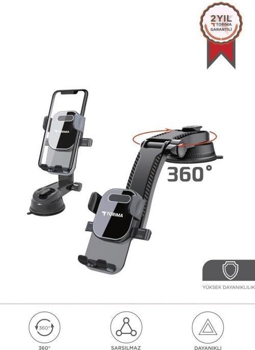 JX-048 Siyah Araç İçi Vantuzlu 360 Derece Telefon Tutucu