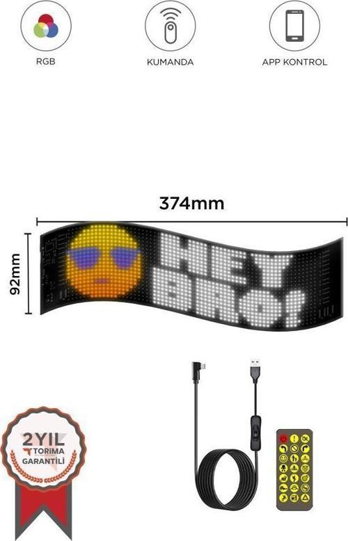 RP937 LED Matrix Panel 16x64cm Telefon Kontrollü Kayar LED Animasyon Aydınlatma