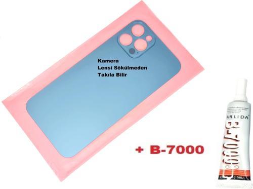 İphone 12 PRO Arka Pil Batarya Kapağı (CAM+B-7000) MAVİ