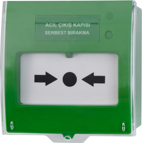 TFB-3165G Acil Çıkış Kapısı Serbest Bırakma Butonu, Yeşil EN54 Sertifikalı