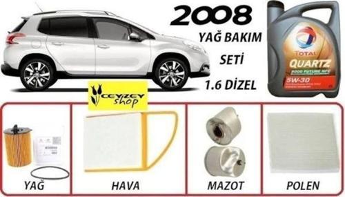 Peugeot 2008 1.6 Uyumlu Dizel Yağ Bakım Ful Set Quartz Ineo Ecs 5W30 4Lt Dpf Li Motor Yağ