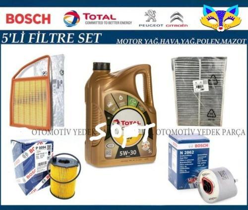 Peugeot Partner 1.6 Hdi Euro 5 Filtre Bakım Seti + Total İneo Ecs 5W30 4Lt Motor Yağı 2023 Üretim