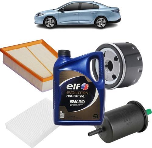 Renault Fluence 4Plus Filtre Bakım Seti 1.6 16 Valf Elf Evolution Yağlı 2010 Sonrası Kit1145D