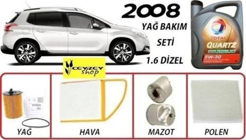 Peugeot 2008 1.6 Dizel Yağ Bakım Ful Set Quartz Ineo Ecs 5W30 4Lt Dpf Li Motor Yağ