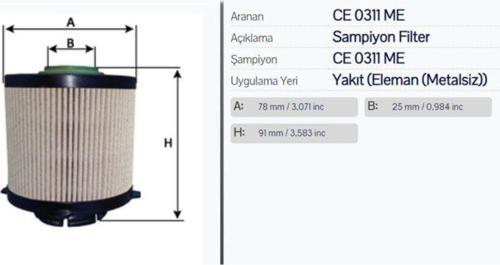 Opel Insıgnıa Yakıt Filtresi Ce0311Me