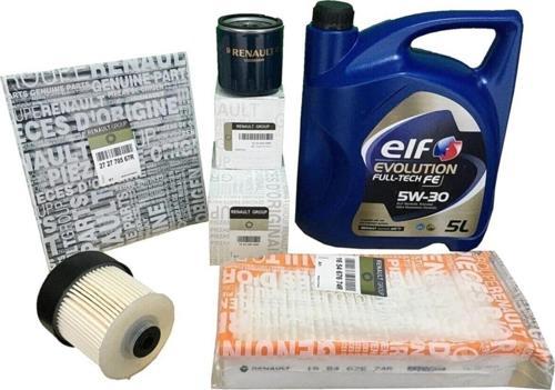 Evolution Full-Tech Fe 5W-30 5 Lt Motor Yağı+Clio 4 Uyumlu Yağ Bakım Filtre Seti 1.5 Dci