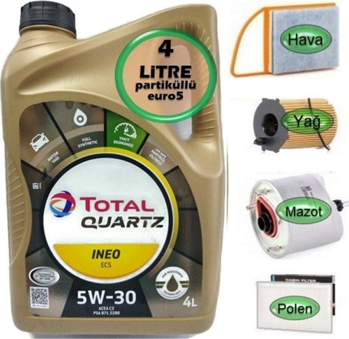 5W30 Partikül Yağ + Filtre Ful Set Peugeot 301 1.6 Dizel