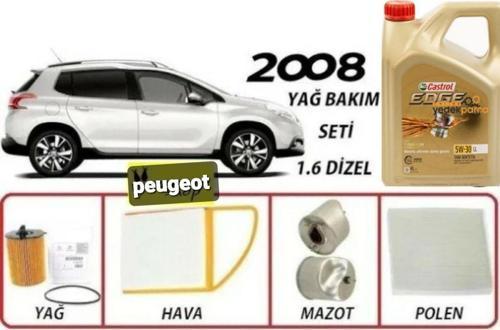 Peugeot 2008 1.6 Dizel Yağ Bakım Ful Set +Castrol Edge 5W30 Dpf 4Lt Motor Yağ 2023 Üretim