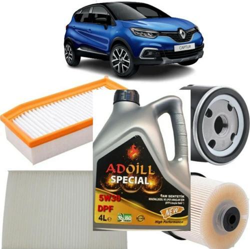 Renault Captur 4Plus Filtre Bakım Seti 1.5 Dci+ Adoill 5W30 Dpf Li 4Lt 2023 Ü+Borpower Premıum