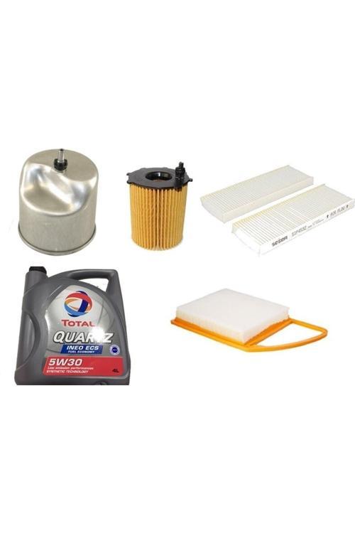Quartz Ineo Ecs 5W-30 4Lt 3B 4Lt Motor Yağ+Peugeot 301 1.6 Hdı Filtre Bakım Seti Orijinal