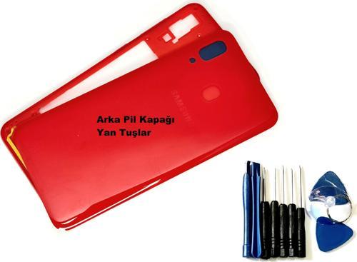 Samsung Galaxy A20 (A205) FULL ORJ KASA Kasa Arka Pil Batarya Kapağı (TAMİR SETİ) KIRMIZI