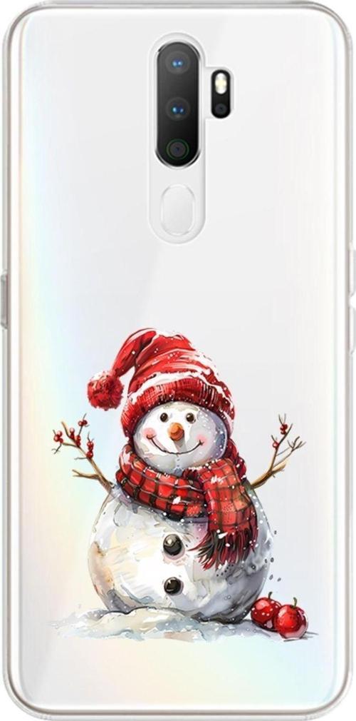 Oppo A5 2020 Uyumlu Kardan Adam  Desenli Silikon Kılıf