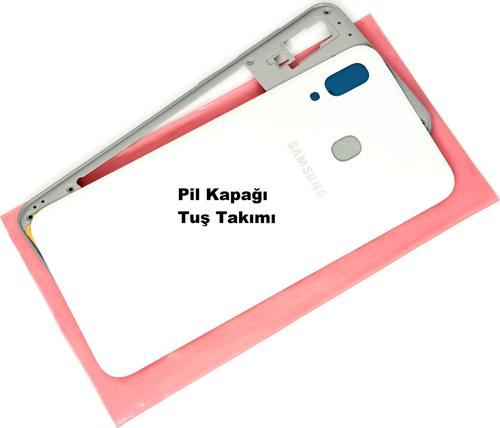Samsung Galaxy A30 A 305 Full Kasa Arka Pil Batarya Kapağı Beyaz