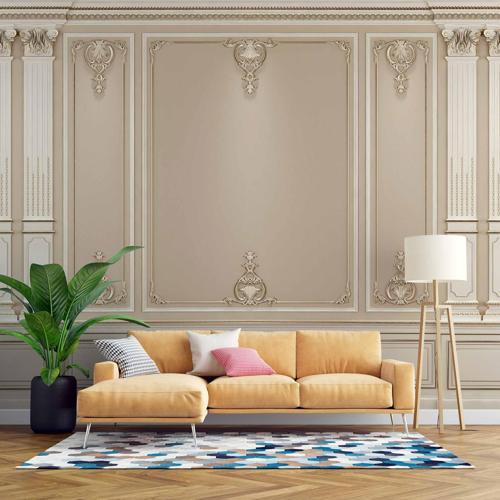 3 Boyutlu Saray Altın Duvar Panel Duvar Kağıdı Baskı