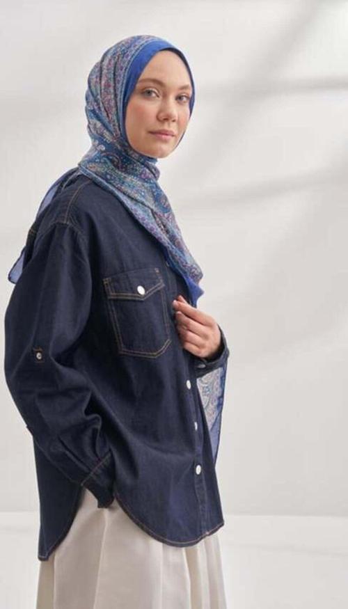 Ethnic Vual Vintage Desen Saks Rengi Şal