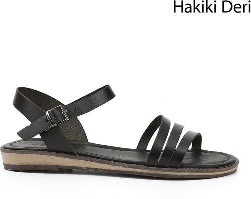 Kadın Siyah Hakiki Deri Sandalet