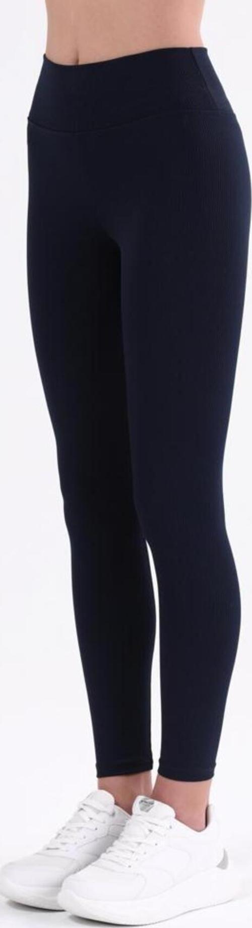 Lacivert Içi Polarlı Kışlık Yüksek Bel Toparlayıcı Fitilli Tayt