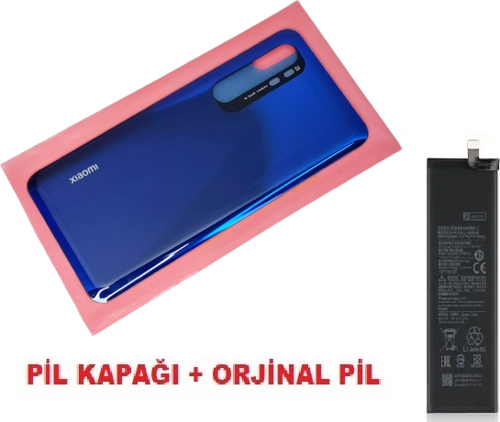 Xiaomi Mi Note 10 Lite Arka Kapak Batarya Pil Kapağı + PİL (CAM) MAVİ