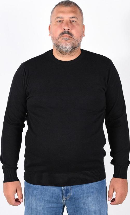 Erkek Siyah Büyük Beden Bisiklet Yaka %100 Pamuklu Kazak Trıst-2101