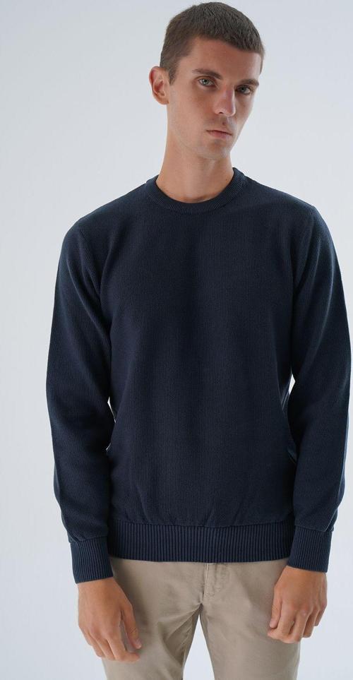 Lacivert Erkek %100 Pamuk Bisiklet Yaka Triko Kazak Trıst-1194