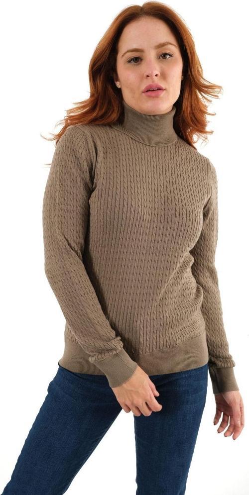 Vizon %100 Organik Pamuk Balıkçı Yaka Saç Örgülü Triko Kazak Örme Bluz Trıst-6156