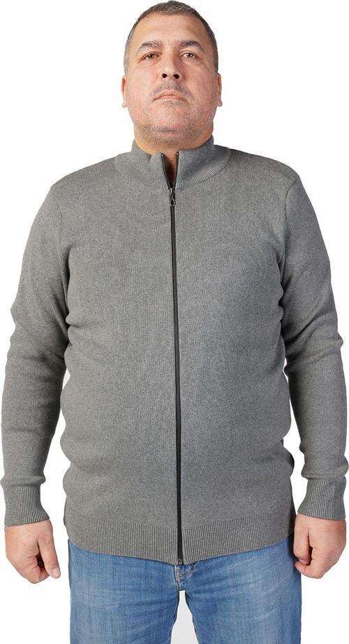 Büyük Beden Koyu Gri Dik Yaka Fermuarlı %100 Pamuklu Erkek Hırka Trıst-2107