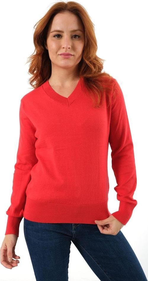 Kırmızı %100 Organik Pamuk V Yaka Triko Kazak Bluz Trıst-6102