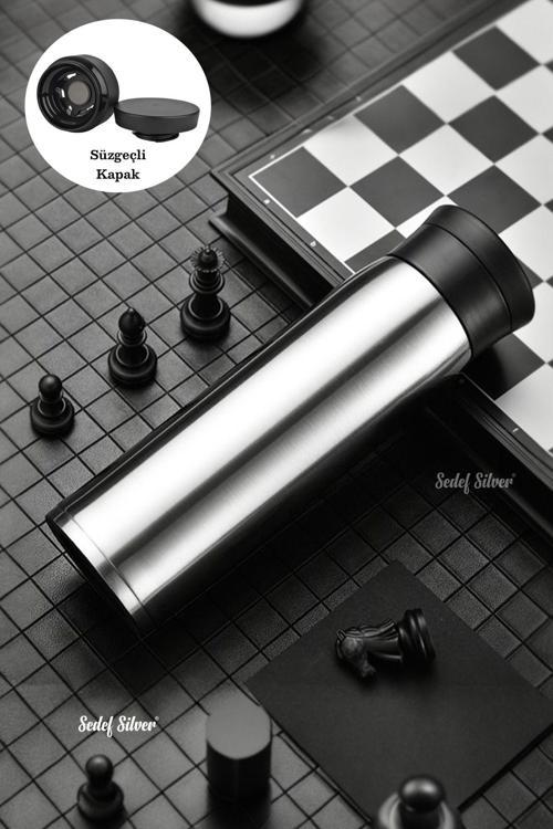 Bitki Çayı Ve Detox Içecekleri Için Filtre Süzgeçli 500 Ml Paslanmaz Çelik Termos