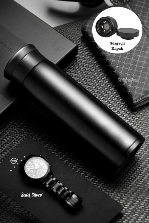 Bitki Çayı Ve Detox Içecekleri Için Filtre Süzgeçli 500 Ml Paslanmaz Çelik Termos