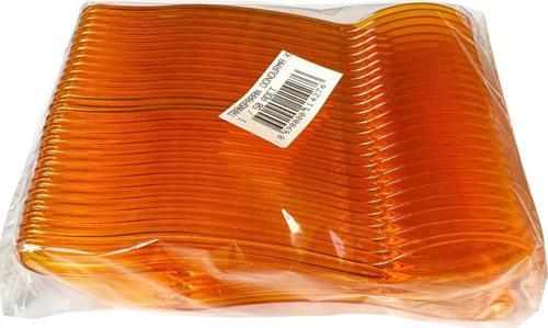 Plastik Şeffaf Turuncu Sup Kaşık - Tatlı Dondurma Kaşığı - 12.5 Cm. - 50 Adetlik Paket