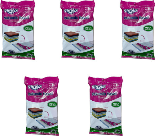 Vakumlu Giyisi Yastık Yorgan Saklama Torbası Poşeti Hurç - Mega - 100x130 Cm. - 5 Paket