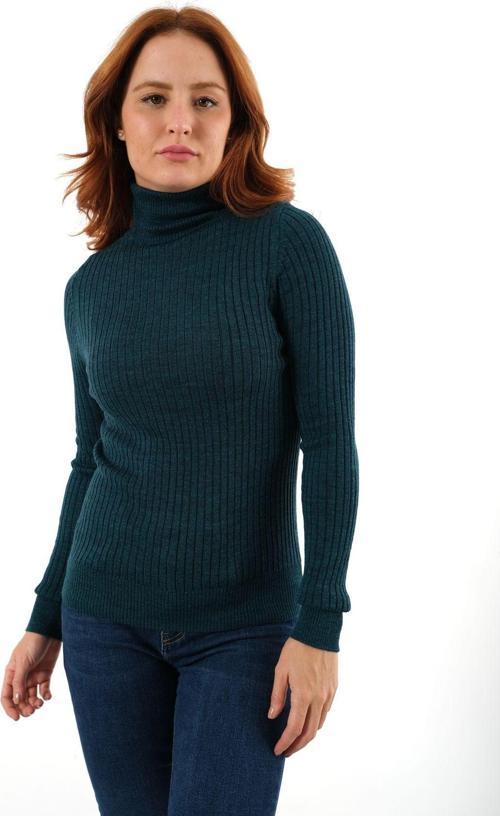 Petrol Fitilli Kadın Balıkçı Yaka Yün Triko Kazak